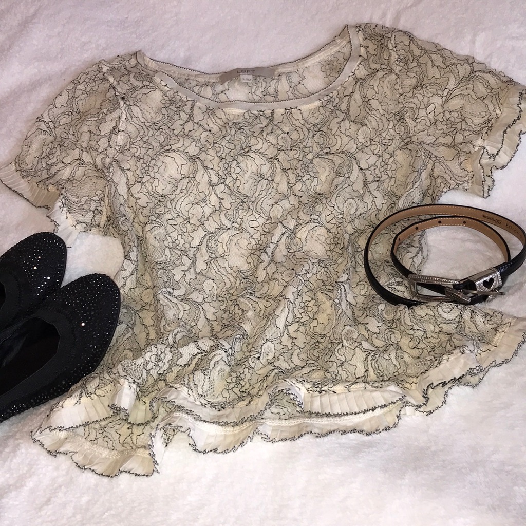 Loft Lace And Ruffle Top.